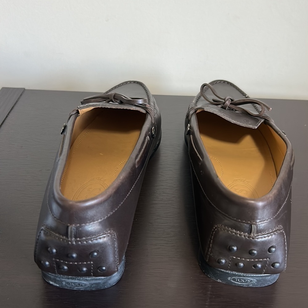 TODS CITY GOMMINO LEATHER DRIVING SHOES Mens Dark Brown Italian Sz 40 US 8 - Picture 10 of 14
